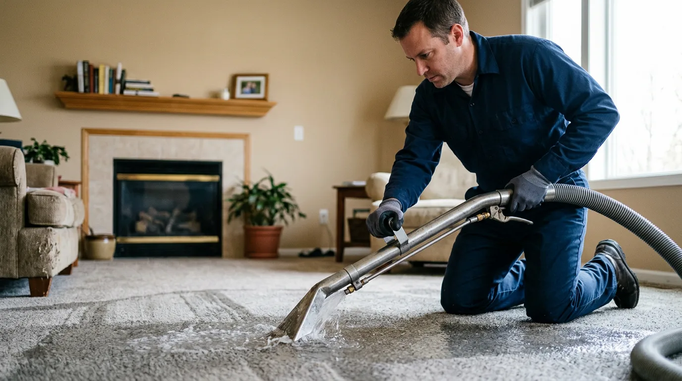 Water damage restoration technician working near Irondale, OH